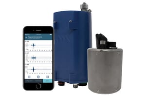 Collage of a Pegasus Digitizer, Compact Horizon Seismometer and an iphone displaying waveform data