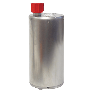 Stainless steel Meridian Compact posthole seismometer standing upright
