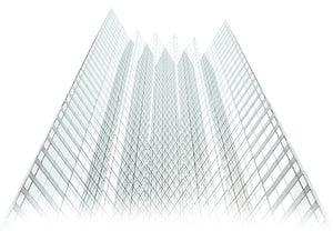 Large skyscraper view from ground level