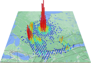 3D Rendering of seismic data from an earthquake