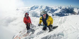 Scientists digging in the snow on the Matterhorn Mountaintop