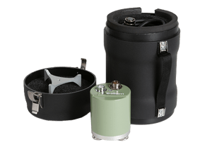 Trillium Compact Case sitting open with seismometer beside it